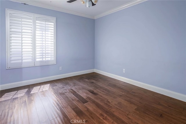 777 Oak Knoll St, Brea, CA 92821 - spare room with a ceiling fan, dark wood-type flooring, and crown molding