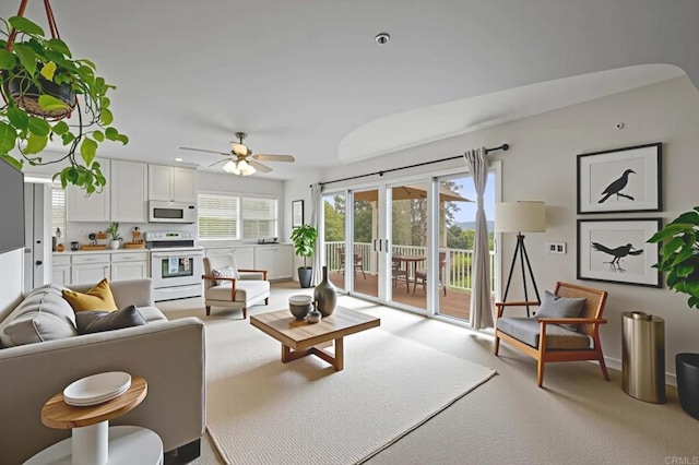 10160 Vista De La Cruz Ln, Mesa, CA 91941 - living area with a ceiling fan and light colored carpet