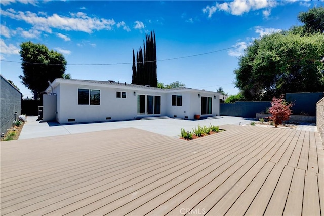 1541 2nd St, Duarte, CA 91010 - rear view of house with a deck, a patio area, and stucco siding