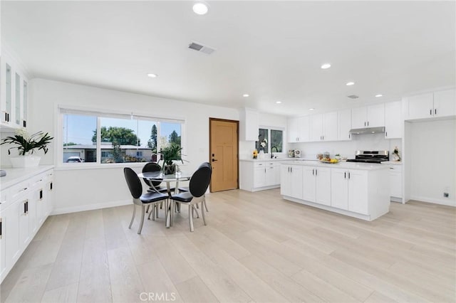 1541 2nd St, Duarte, CA 91010 - kitchen featuring stainless steel range, under cabinet range hood, healthy amount of natural light, light countertops, and recessed lighting