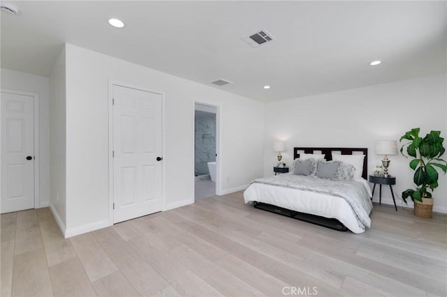 1541 2nd St, Duarte, CA 91010 - bedroom with light wood-style floors, recessed lighting, and connected bathroom