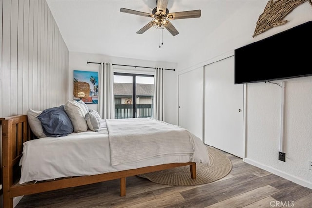 2444 La Costa Ct, Oceano, CA 93445 - bedroom with wood finished floors, a closet, and ceiling fan