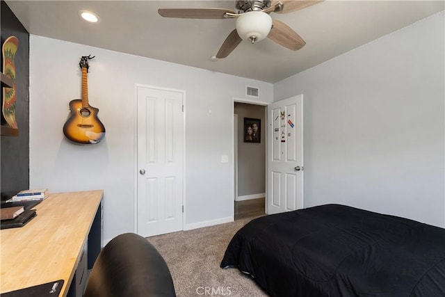 2816 E Alden Pl, Anaheim, CA 92806 - carpeted bedroom featuring recessed lighting, ceiling fan, and a desk
