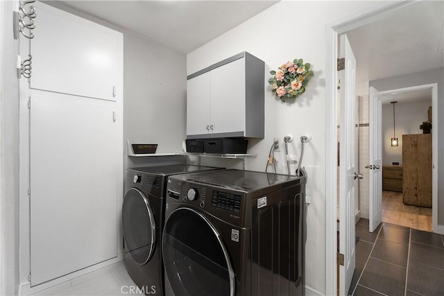 2816 E Alden Pl, Anaheim, CA 92806 - washroom featuring cabinet space, washing machine and clothes dryer, and tile patterned floors