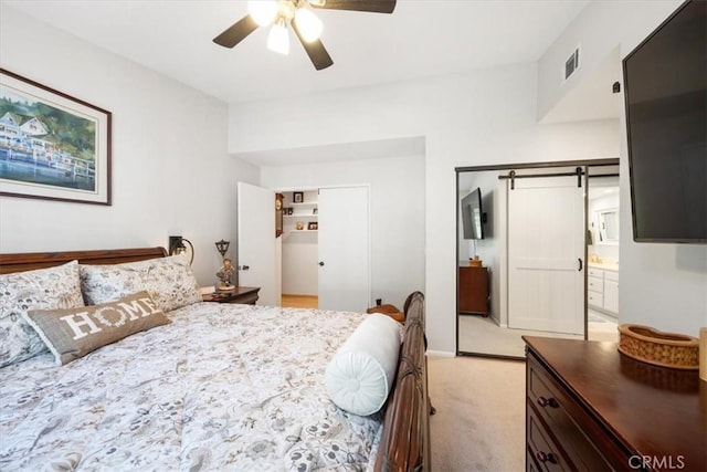 675 Barberry Way, Nipomo, CA 93444 - bedroom featuring light colored carpet, ceiling fan, and ensuite bath