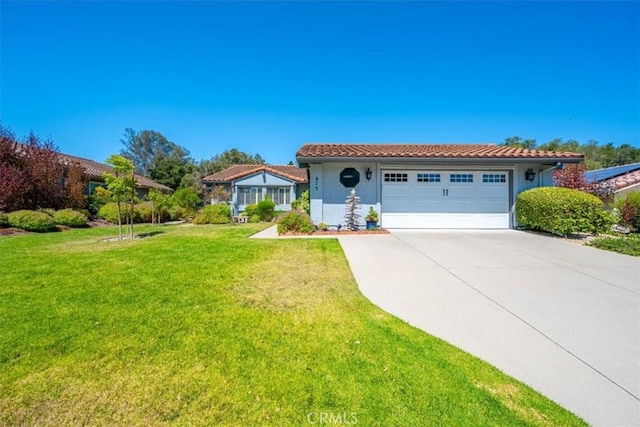 675 Barberry Way, Nipomo, CA 93444 - mediterranean / spanish house with concrete driveway, a garage, a front yard, and stucco siding