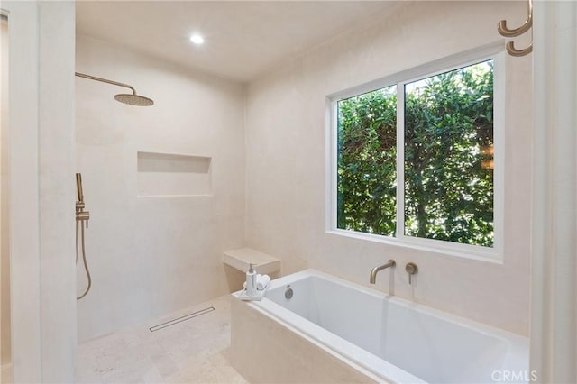 3924 Dublin Ave, Los Angeles, CA 90008 - bathroom with a bath, a shower, and recessed lighting