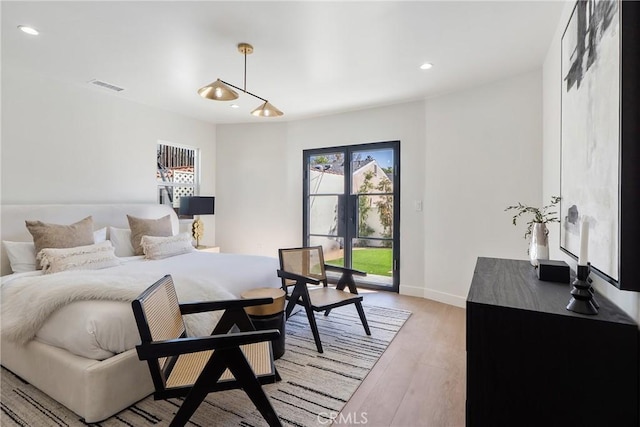 3924 Dublin Ave, Los Angeles, CA 90008 - bedroom featuring light wood-style flooring, recessed lighting, and access to outside