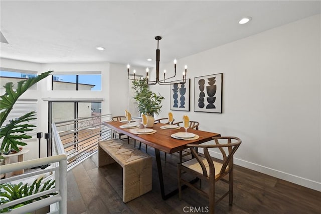 1114 Melrose Ave Unit 3, Glendale, CA 91202 - dining area featuring dark wood-style flooring, a chandelier, and recessed lighting
