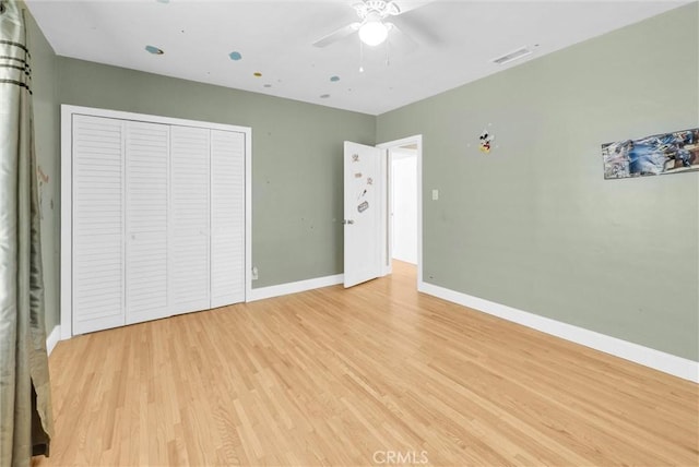 918 Dorothea Rd, La Habra Heights, CA 90631 - unfurnished bedroom with light wood finished floors, a closet, and ceiling fan