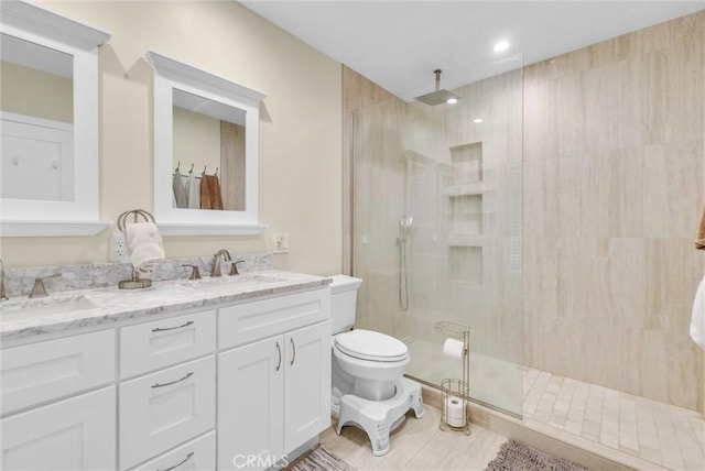 918 Dorothea Rd, La Habra Heights, CA 90631 - full bathroom featuring a walk in shower, double vanity, and tile patterned flooring