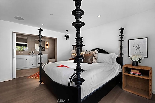 21611 Ocean Vista Dr, Laguna Beach, CA 92651 - bedroom with dark wood-style floors and recessed lighting