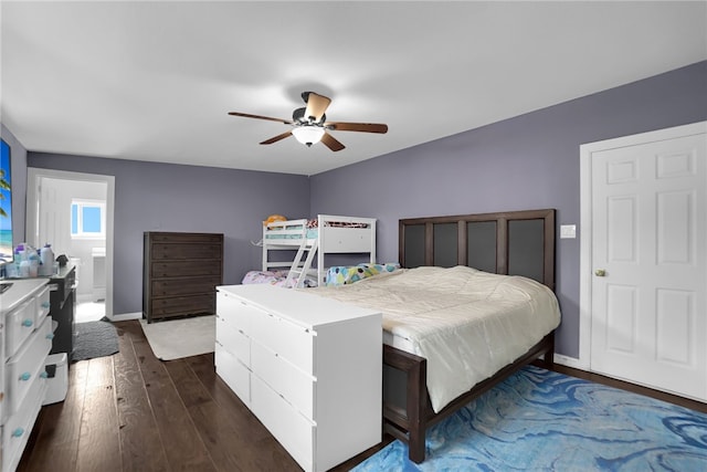 6059 Riverside Ave, Huntington Park, CA 90255 - bedroom with dark wood-style floors and a ceiling fan
