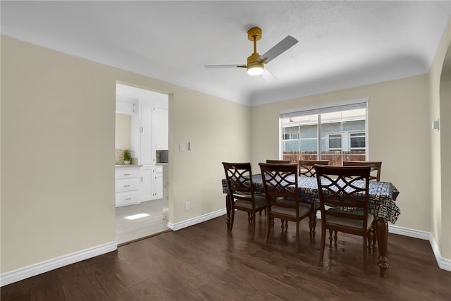 6059 Riverside Ave, Huntington Park, CA 90255 - dining room featuring dark wood finished floors and ceiling fan