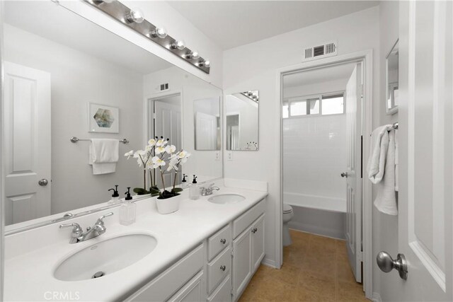 154 Fernpine Ln, Pomona, CA 91767 - bathroom featuring double vanity, tile patterned floors, and shower / bath combination