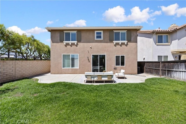154 Fernpine Ln, Pomona, CA 91767 - rear view of property featuring stucco siding, a fenced backyard, and a patio area