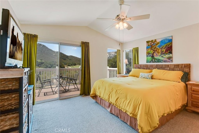 30747 Loma Linda Rd, Temecula, CA 92592 - bedroom featuring access to exterior, carpet, multiple windows, and lofted ceiling