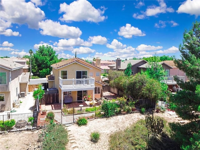 30747 Loma Linda Rd, Temecula, CA 92592 - rear view of house featuring a patio area, a fenced backyard, a balcony, and stucco siding