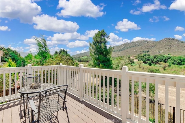30747 Loma Linda Rd, Temecula, CA 92592 - wooden terrace featuring outdoor dining space and a mountain view