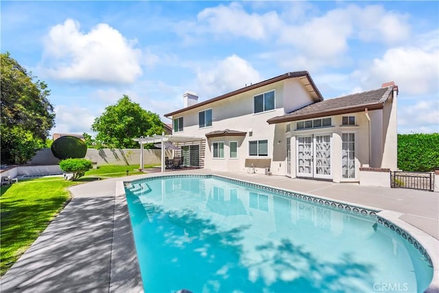 1825 Calle Madrid, Rowland Heights, CA 91748 - rear view of house featuring a pergola, a chimney, a patio, and stucco siding