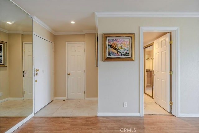 1620 Neil Armstrong St Unit 306, Montebello, CA 90640 - corridor with light wood finished floors, crown molding, and recessed lighting