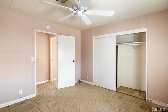 32540 San Miguelito Dr, Thousand Palms, CA 92276 - unfurnished bedroom with carpet floors, a closet, and ceiling fan