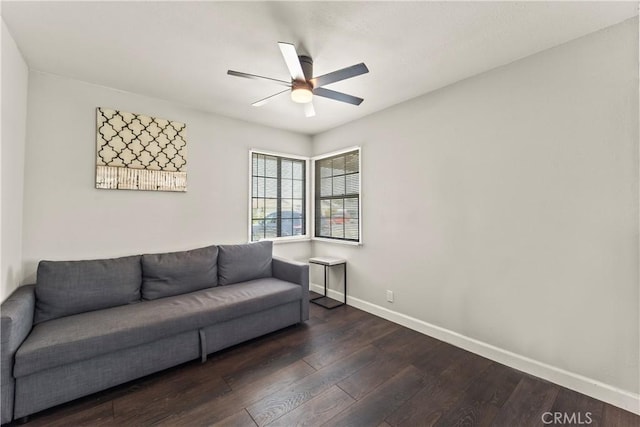 19408 Campaign Dr, Carson, CA 90746 - living area with a ceiling fan and dark wood-type flooring