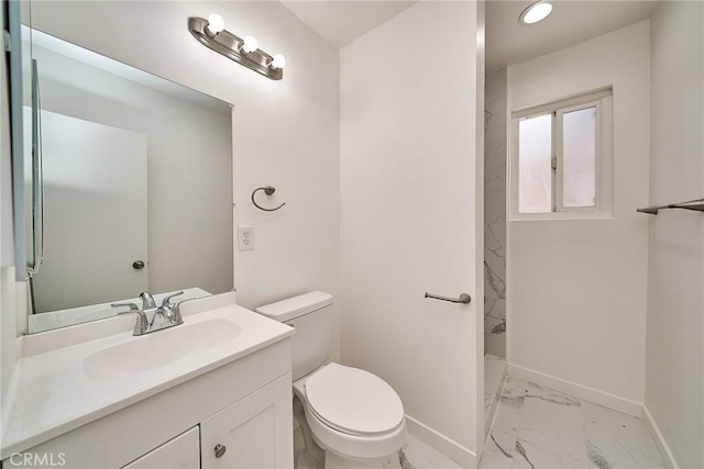1103 S Hobart Blvd, Los Angeles, CA 90006 - bathroom with marble finish floors, vanity, a shower, and recessed lighting