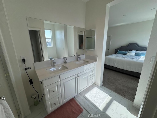 265 N Standard Ave, Santa Ana, CA 92701 - ensuite bathroom with double vanity and marble look tiles