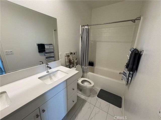 265 N Standard Ave, Santa Ana, CA 92701 - bathroom with vanity, shower / tub combo, and marble look tiles