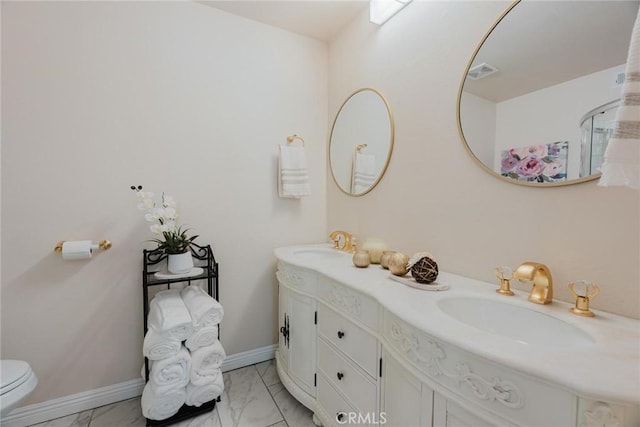 20334 Rue Crevier Unit 621, Canyon Country, CA 91351 - bathroom featuring marble look tiles and double vanity