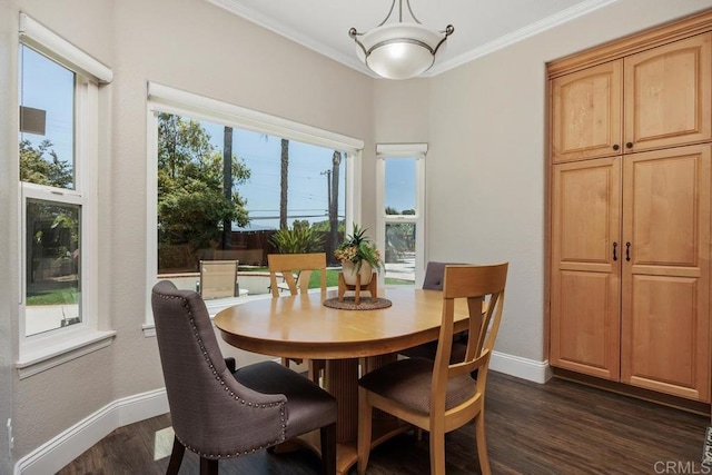 2270 Ritter Pl, Escondido, CA 92029 - dining room featuring dark wood-type flooring and ornamental molding