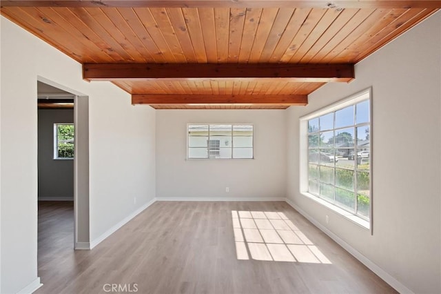 1625 Rose Ave, Merced, CA 95341 - unfurnished room with light wood finished floors and a wooden ceiling with exposed beams