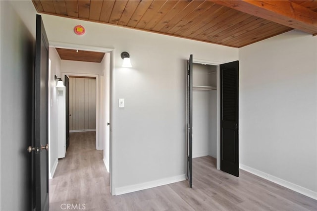 1625 Rose Ave, Merced, CA 95341 - unfurnished bedroom featuring wood ceiling and light wood-type flooring