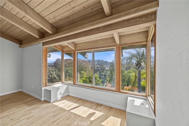4 Woodhaven, Laguna Niguel, CA 92677 - unfurnished sunroom with a wooden ceiling with exposed beams and wood finished floors