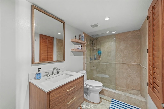 4 Woodhaven, Laguna Niguel, CA 92677 - full bath with vanity, a walk in shower, tile patterned flooring, and recessed lighting
