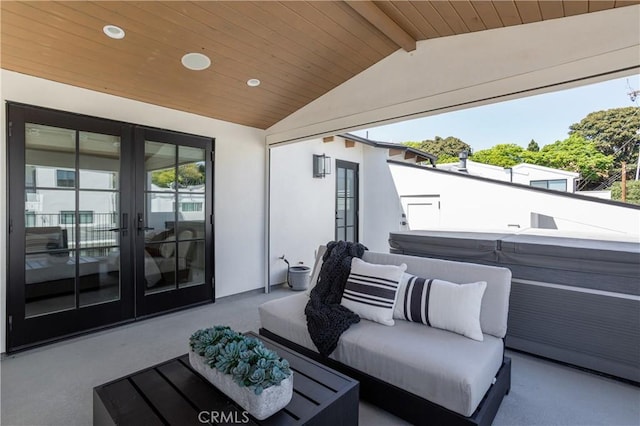 7141/2 Iris Ave, Newport Beach, CA 92625 - view of patio featuring a hot tub, an outdoor hangout area, and french doors