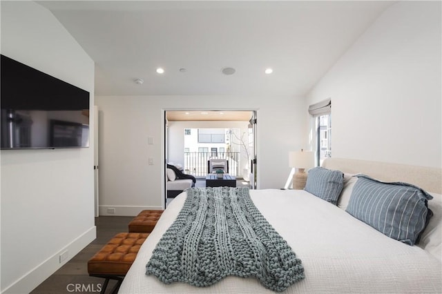 7141/2 Iris Ave, Newport Beach, CA 92625 - bedroom with wood finished floors, lofted ceiling, and recessed lighting