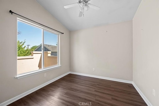 7100 Navajoa Ave, Atascadero, CA 93422 - unfurnished room featuring lofted ceiling, wood finished floors, and ceiling fan