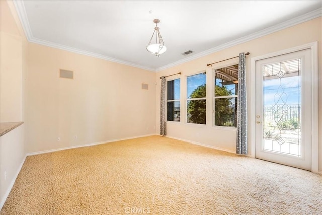 2507 Round Meadow Ct, Fallbrook, CA 92028 - carpeted spare room featuring ornamental molding
