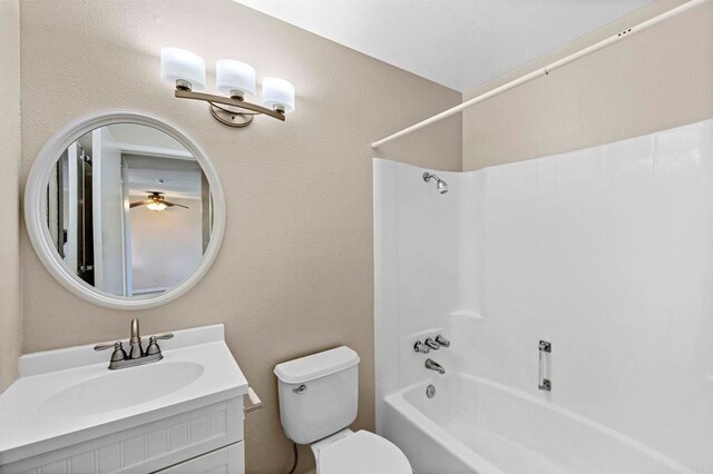 1866 Forestdale Dr, Encinitas, CA 92024 - bathroom featuring tub / shower combination, a ceiling fan, and vanity