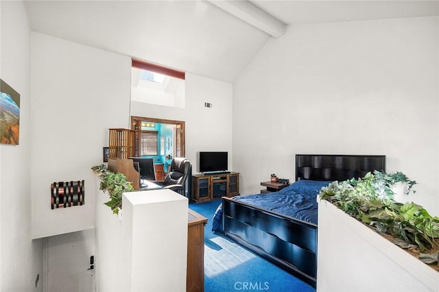 12555 Euclid St Unit 2, Garden Grove, CA 92840 - bedroom with beamed ceiling, an office area, and high vaulted ceiling