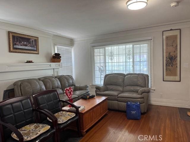 242 N St Andrews Pl, Los Angeles, CA 90004 - living room featuring crown molding and wood finished floors