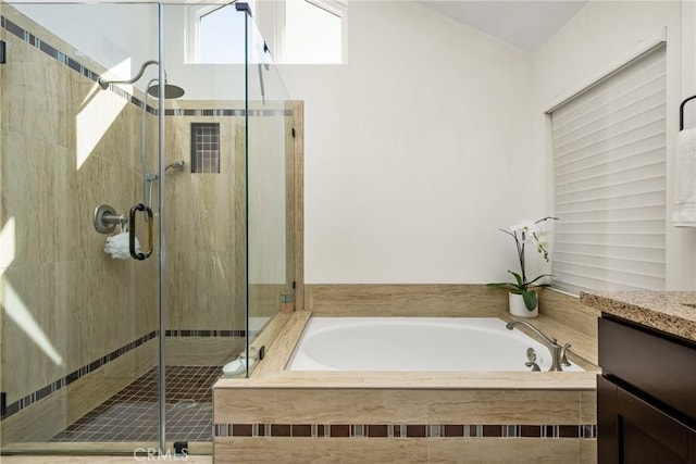 5 Bergamo, Irvine, CA 92614 - bathroom with a bath, a shower stall, and vanity