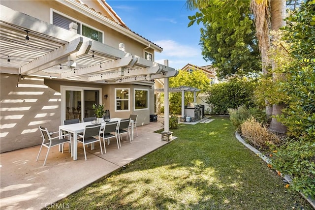 5 Bergamo, Irvine, CA 92614 - view of green lawn with a pergola and a patio area