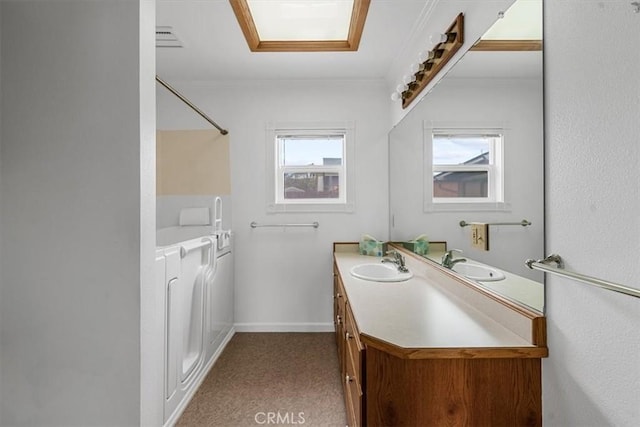 1851 Pacific Ave, Cayucos, CA 93430 - full bath featuring vanity, ornamental molding, and bathing tub / shower combination
