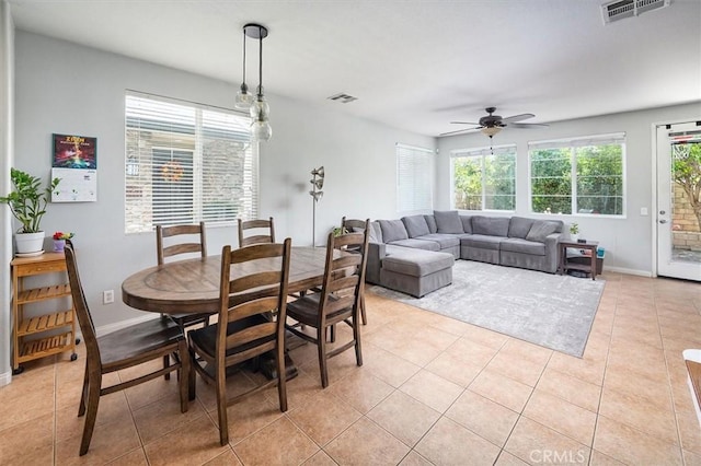 28440 Casselman Ln Unit 361, Saugus, CA 91350 - dining space with light tile patterned floors and ceiling fan
