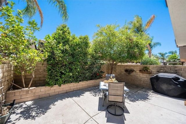 28440 Casselman Ln Unit 361, Saugus, CA 91350 - fenced backyard with a patio area, area for grilling, and outdoor dining space