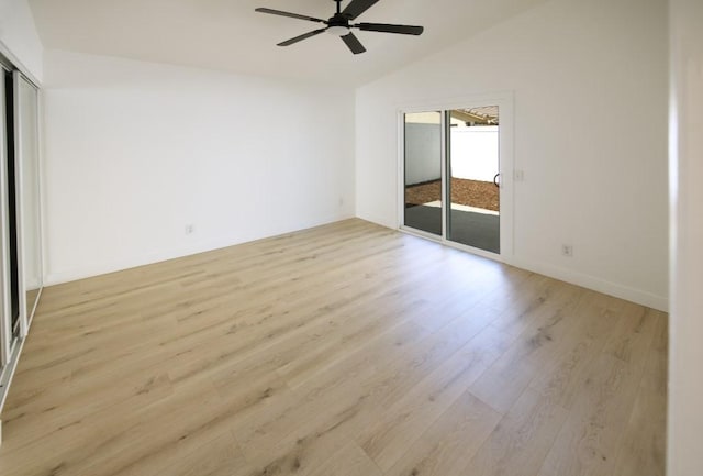 1564 Ashbury Way, Perris, CA 92571 - empty room featuring lofted ceiling, a ceiling fan, and light wood-type flooring