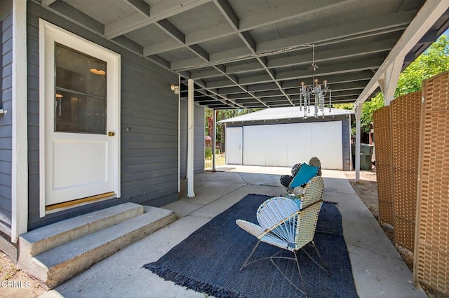 901 Drown Ave, Ojai, CA 93023 - view of patio with entry steps and an outbuilding